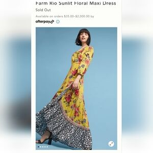 Anthropologie Vibrant Yellow Floral Long Sleeve Dress